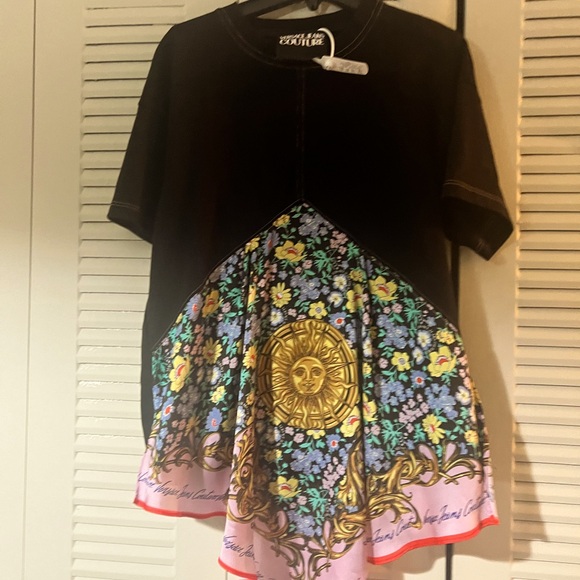 Versace Jeans Collection Dresses & Skirts - Versace Jeans Couture sunflower garland black/multicolor t-shirt